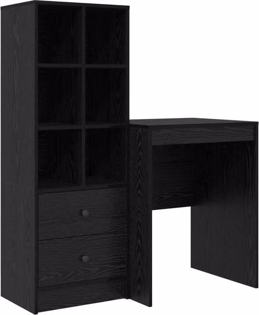 Scrivania | Tavolo da Ufficio con cassetto con lo scaffale 2 pz Rovere Nero