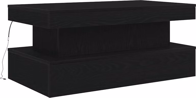 Tavolino da Soggiorno con Luci LED Rovere Nero 90x50x40 cm