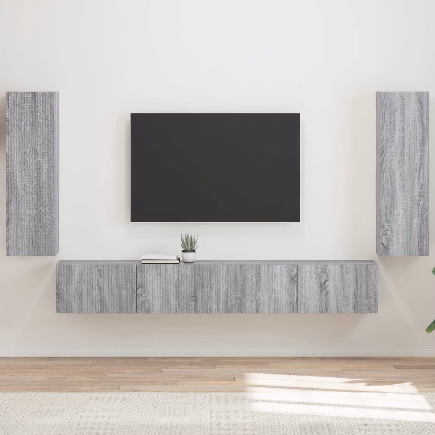 Set di 4 mobiletti da parete per TV vidaXL in stile moderno, colore Grigio – 1