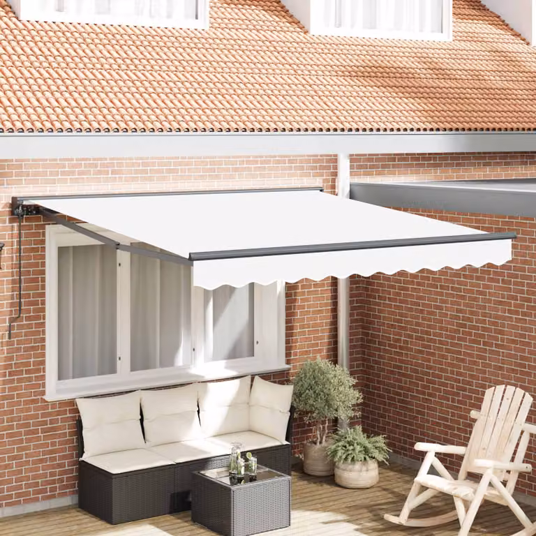 vidaXL Tendone a semi-cassonetto in alluminio e poliestere, Bianco, L: 350 cm, P: 250 cm