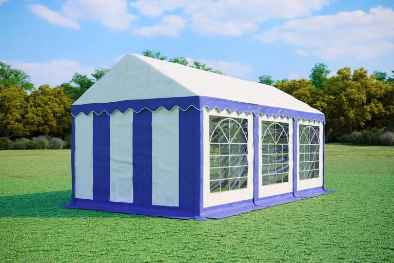 Tenda per feste 3x6 metri, PVC PREMIUM, 500 g/m² - Blu e bianca
