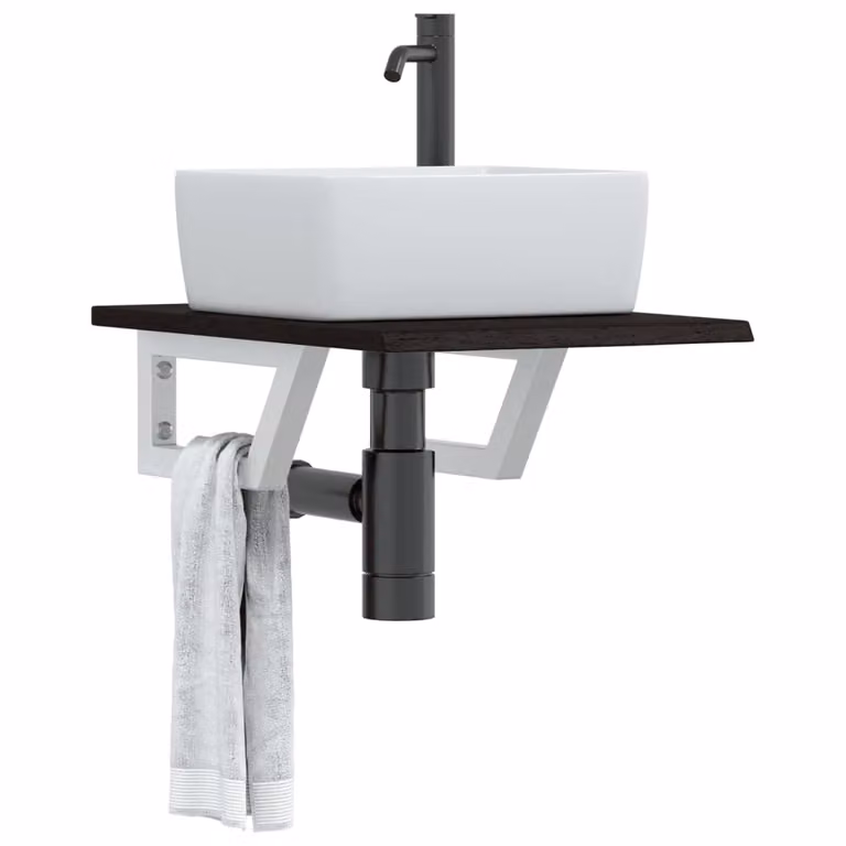 vidaXL Ripiano a Parete per Lavabo Moderno in Rovere e Metallo