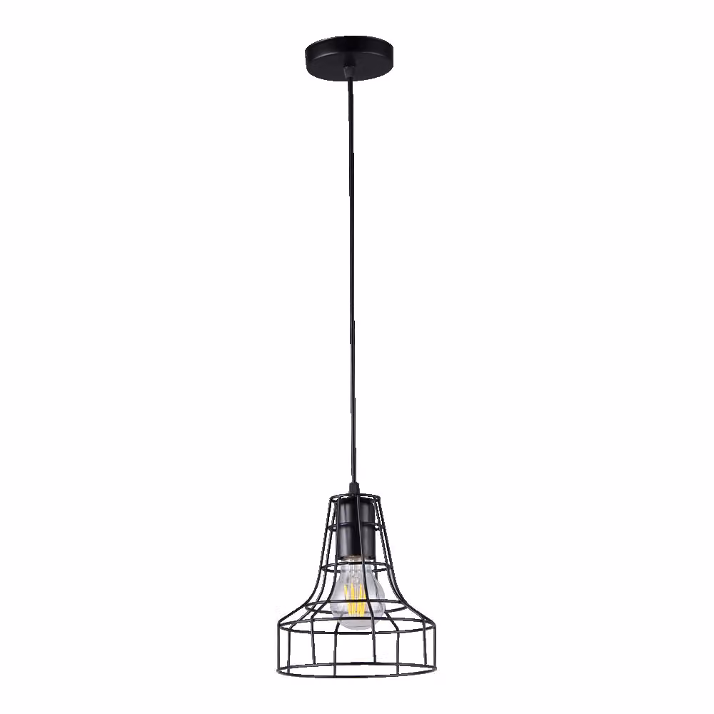 Lampada a sospensione RIANO 1xE27/40W metallo nero L: 17cm L: 17cm H: 65cm dimmerabile