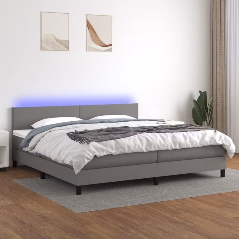 Maison Exclusive - Letto a Molle Materasso e LED Grigio Scuro 200x200cm in Tessuto