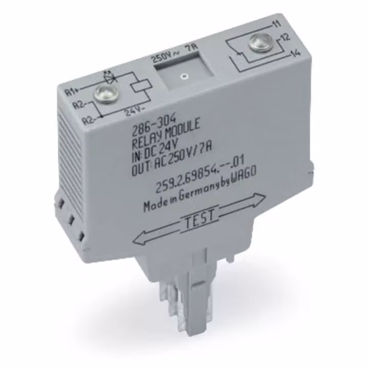 Modulo relè WAGO;Tensione nominale d'ingresso DC 24 V;1 contatto in scambio;grigio 286-304