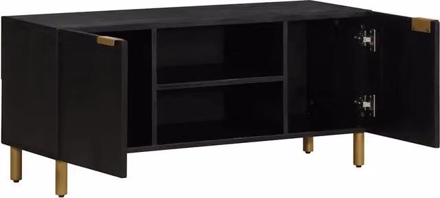 Mobile TV Design In in stile industrial in legno e metallo nero, L 105 cm x P 33 cm x H 46 cm – 1
