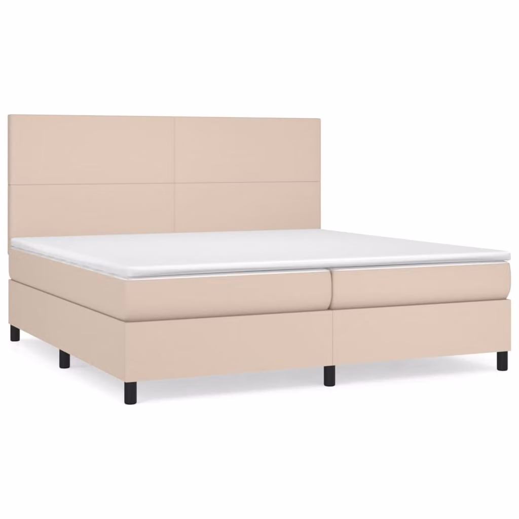 Giroletto a Molle con Materasso Cappuccino 200x200cm Pelle finta