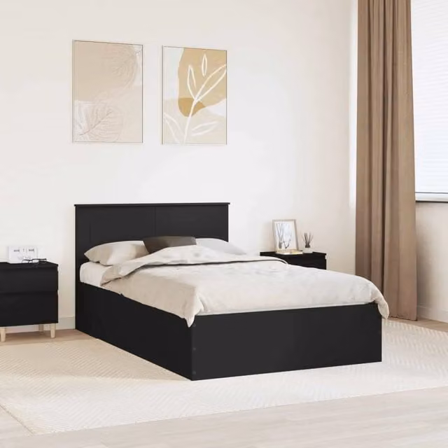 Struttura letto moderno vidaXL in legno ingegnerizzato nero L/P/H: 120 x 200 x 90 cm – 1