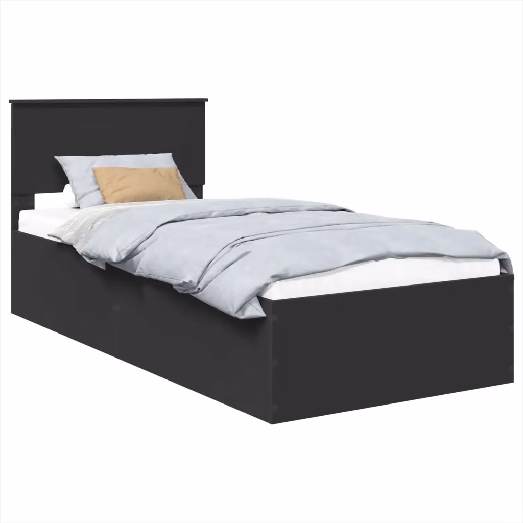 Struttura letto moderno vidaXL in legno ingegnerizzato nero L/P/H: 190 x 90 x 200 cm – 2