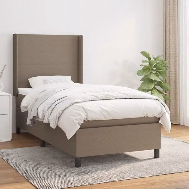 Letto Ibrido vidaXL con Materasso e Struttura Imbottita in Tessuto Beige e Bianco L/P/H: 90 x 200 cm – 1