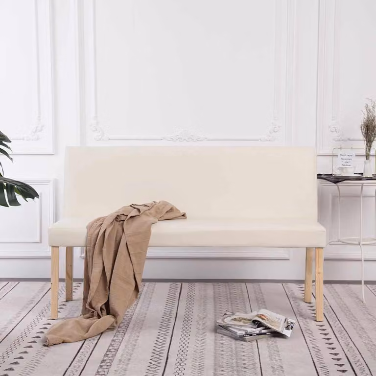 Panca vidaXL in similpelle color crema per la tua sala da pranzo, L: 139,5 cm