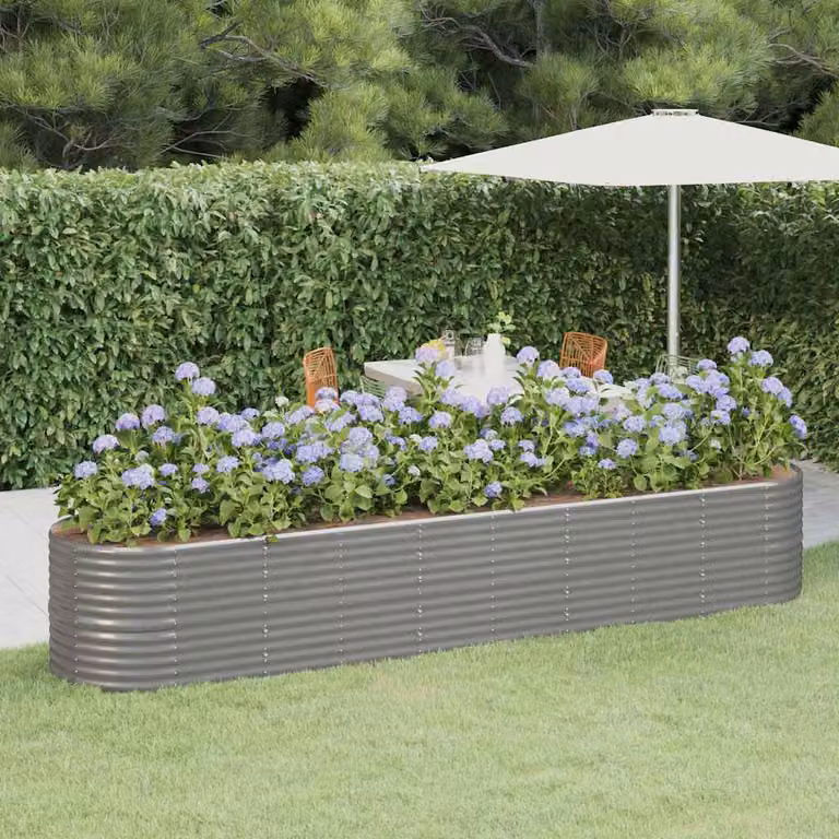 Letto da giardino rialzato vidaXL in acciaio zincato grigio L: 368 cm, P: 80 cm, H: 68 cm