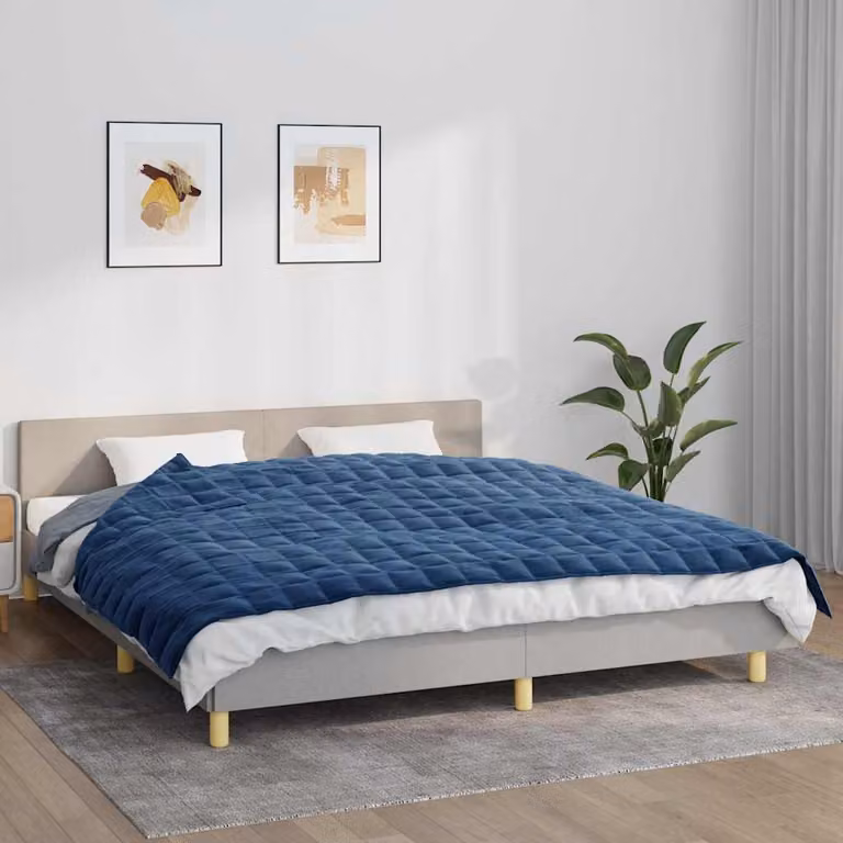 Coperta Ponderata vidaXL Blu in Microfibra Traspirante e Anallergica, L: 155 cm, P: 220 cm, Peso: 11 kg