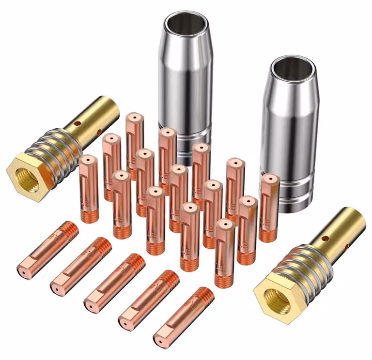 Ugelli per saldatura MIG 14AK - Componenti di consumo per torcia di saldatura - 24 pezzi - Supporti e diffusori - Per saldatrici MIG - 1,0 mm