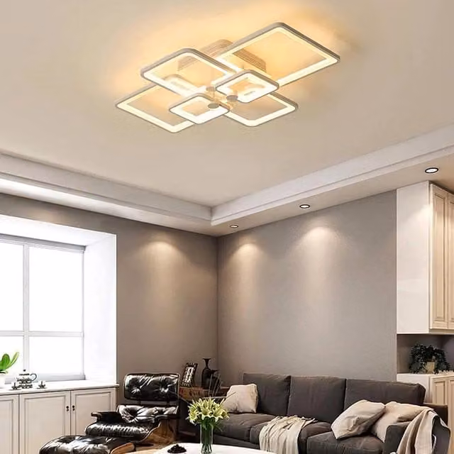 Plafoniera Led Trade Shop C26-b3c Bianca con Design Geometrico a 6 Quadrati, Potenza 70W, Temperatura Colore Regolabile CCT da 3000k a 6500k – 1