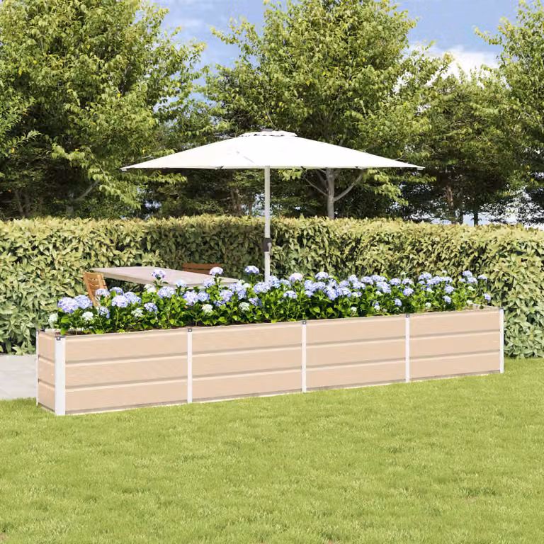 Fioriera vidaXL in acciaio e plastica, colore beige/bianco, L: 320 cm, P: 40 cm, H: 45 cm