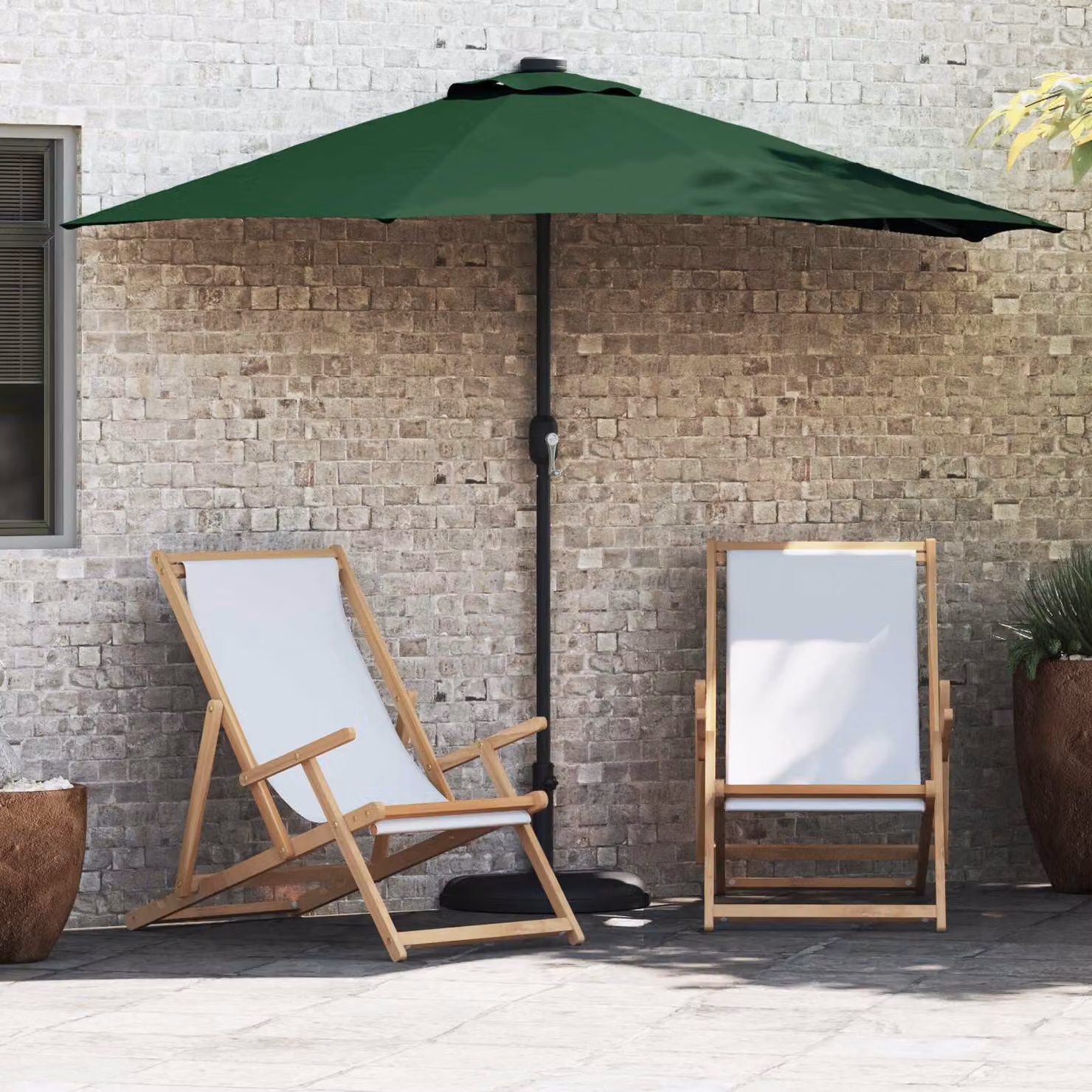 Ombrello da giardino verde vidaXL in poliestere e acciaio L: 294 cm, P: 150 cm, H: 224 cm