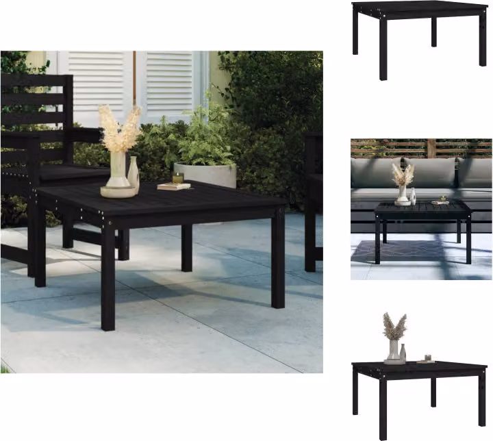 vidaXL Tavolo da giardino nero 82,5x82,5x45 cm in legno di pino massiccio - Tavoli da giardino