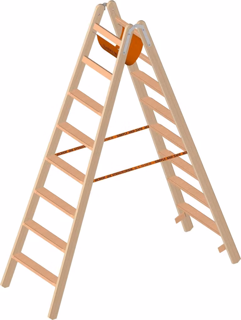 Layher Holzstehleiter mit Stufen 1020 2 x 8 Sprossen