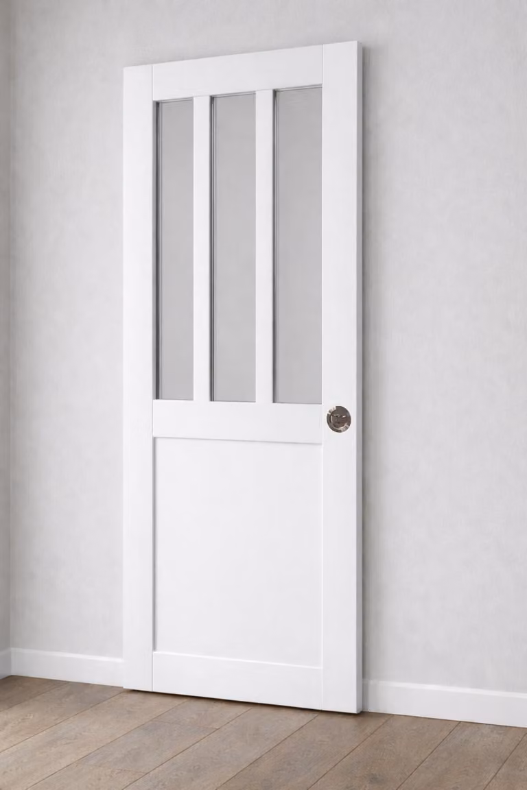 Porta scorrevole da officina bianca H204 x L93 cm, serratura di blocco per GD MENUISERIES