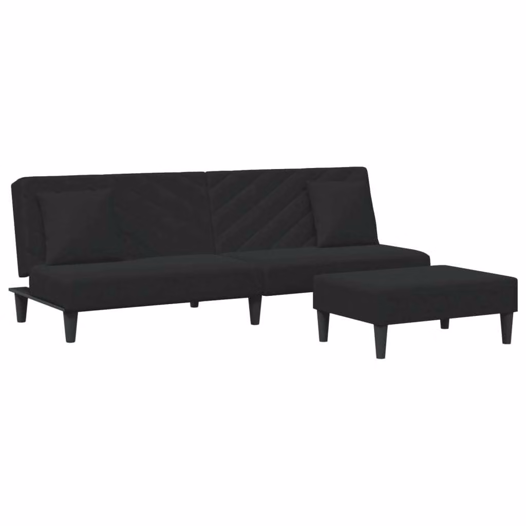 SYFAX™ Set di Divani 2 pz con Cuscini Nero in Velluto