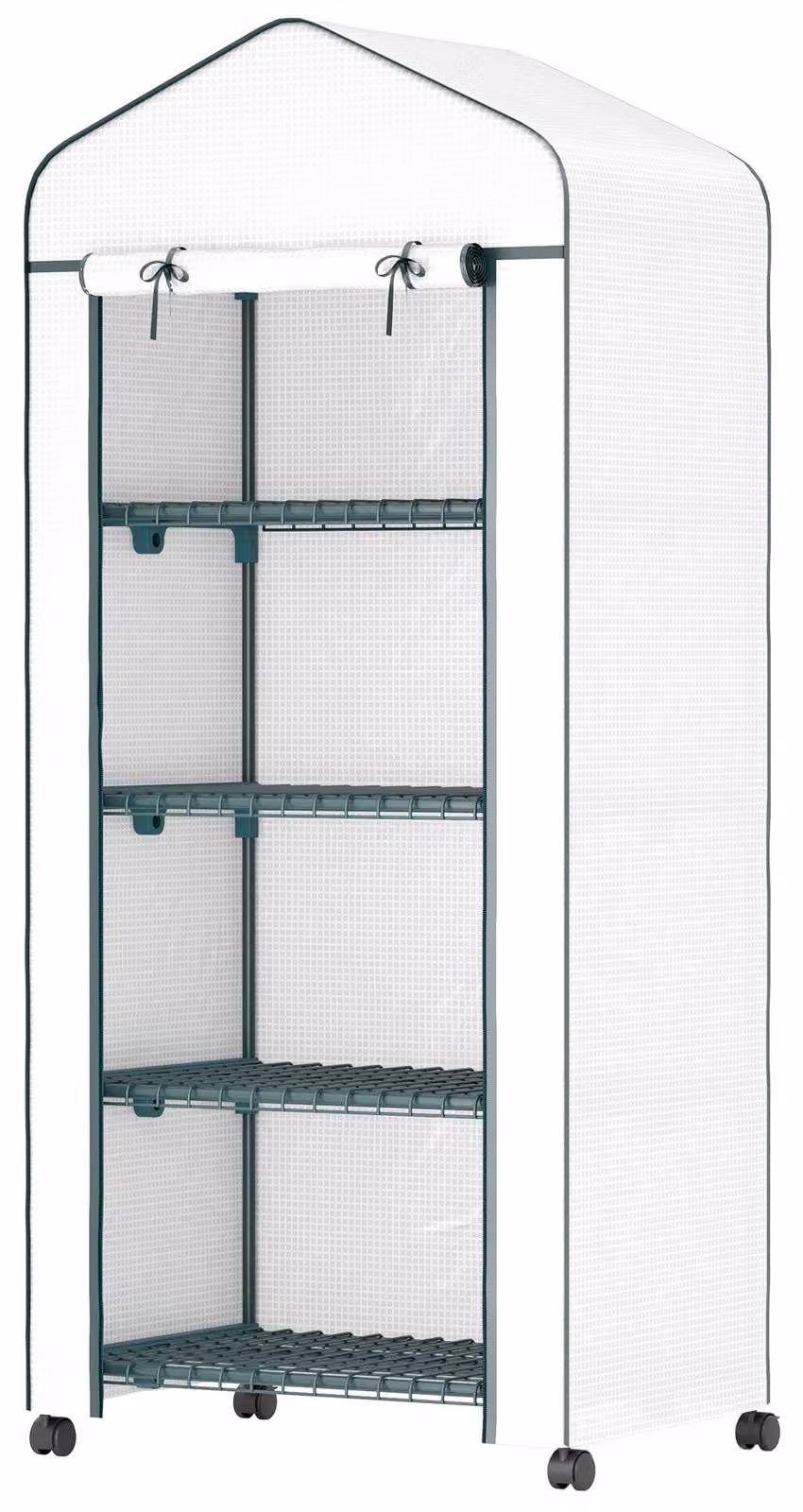 Mini serra con 4 ripiani e protezione dalle intemperie | Colore: Bianco | Dimensioni: 50x69x165 cm