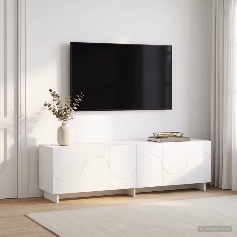 vidaXL Supporto TV moderno in legno ingegnerizzato bianco L: 140 cm, P: 34.5 cm, H: 40 cm