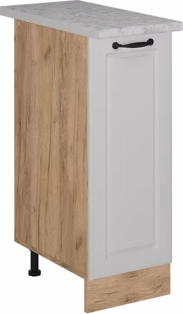 Armadio cucina dispensa alto R-Line Bianco rustico/Rovere dorato 30 cm PL Marmo Vicco