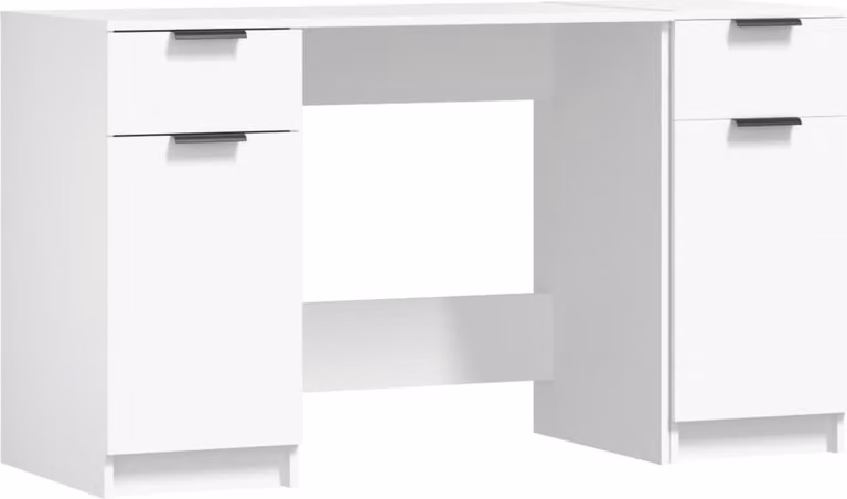 Scrivania con Mobile Laterale Bianco in Legno Multistrato