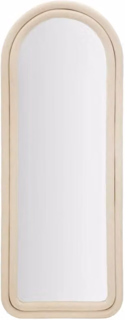 Specchio da parete rettangolare Cloe XL Vikasa Home con cornice in velluto beige, H: 160 cm, L: 60 cm, P: 4 cm