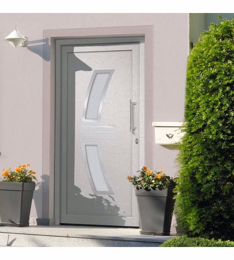 Porta di Ingresso Moderna vidaXL Bianca in Acciaio e Alluminio L: 98 cm, H: 200 cm – 1