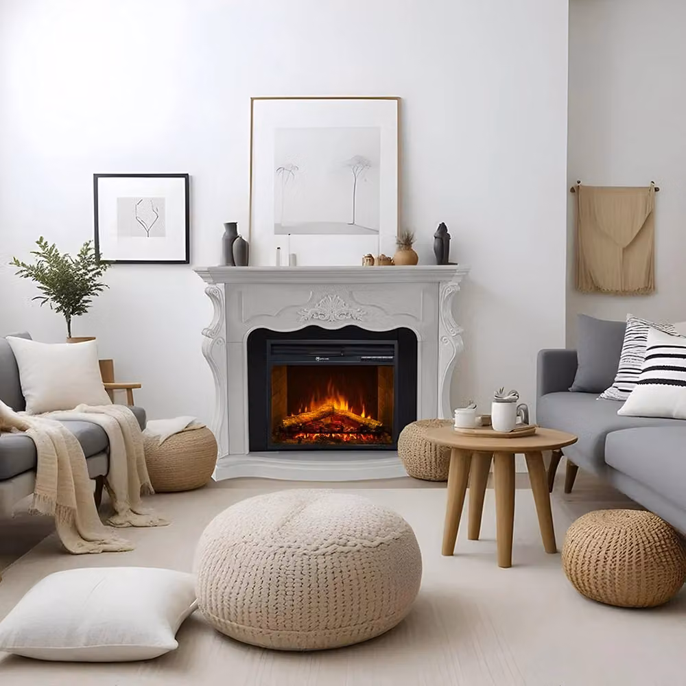Camino elettrico da terra Divina Fire Parigi in legno bianco L: 123 cm, P: 39 cm, H: 100 cm – 2