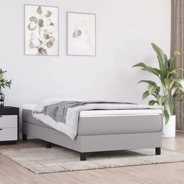 Giroletto a Molle con Materasso-Struttura Letto Grigio Chiaro100x200 cm Tessuto 337566