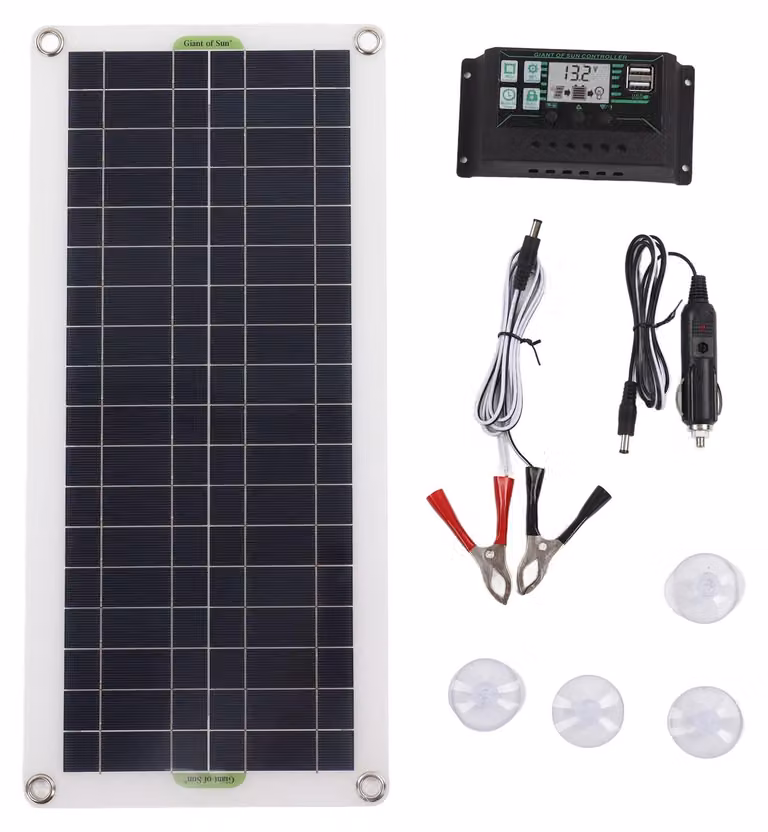 Kit pannello solare da 30W a 12V con regolatore di carica da 30A, ideale per auto e imbarcazioni