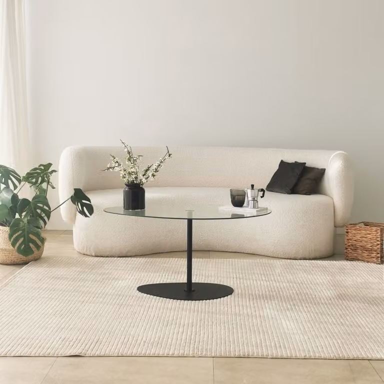 Skye Decor, Porto - Trasparente, Nero, Tavolino, 100% vetro temperato, Trasparente, 90 x 60 x 40 cm