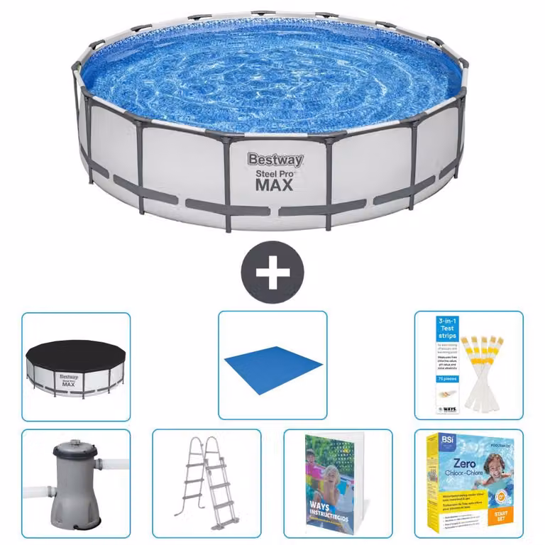 Piscina gonfiabile Bestway Steel Pro MAX, rotonda, 457x122 cm, composta da 6 parti, modello S546