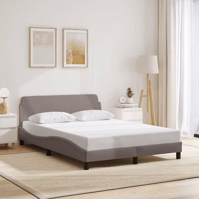Giroletto vidaXL Dover in tessuto beige e grigio con struttura in legno e metallo L/P/H: 120 x 200 x 218 cm