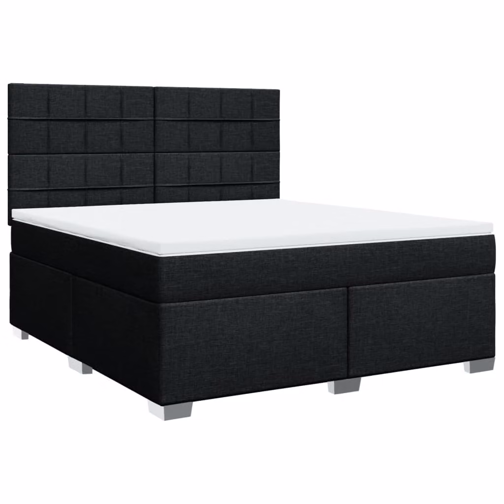 Giroletto a Molle con Materasso Nero 180x200 cm in Tessuto