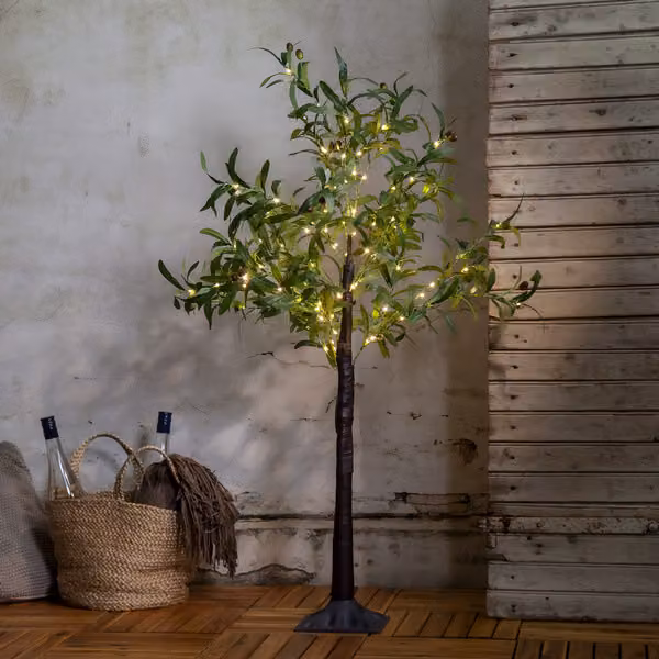 Olivo artificiale, Olivec, piccolo, 108 LED, da esterno, H 120 cm