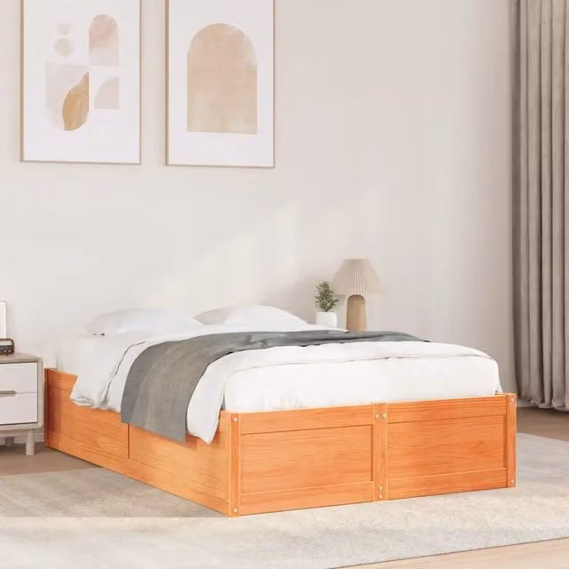 Letto moderno in legno di pino color marrone cerato vidaXL L/P: 120 x 200 cm