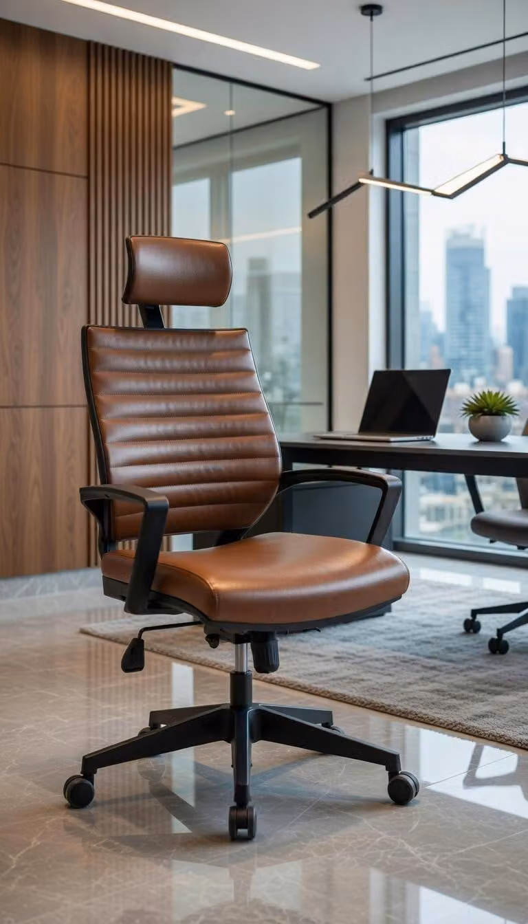 Sedia da ufficio confortevole, con schienale ergonomico e rivestimento in ecopelle