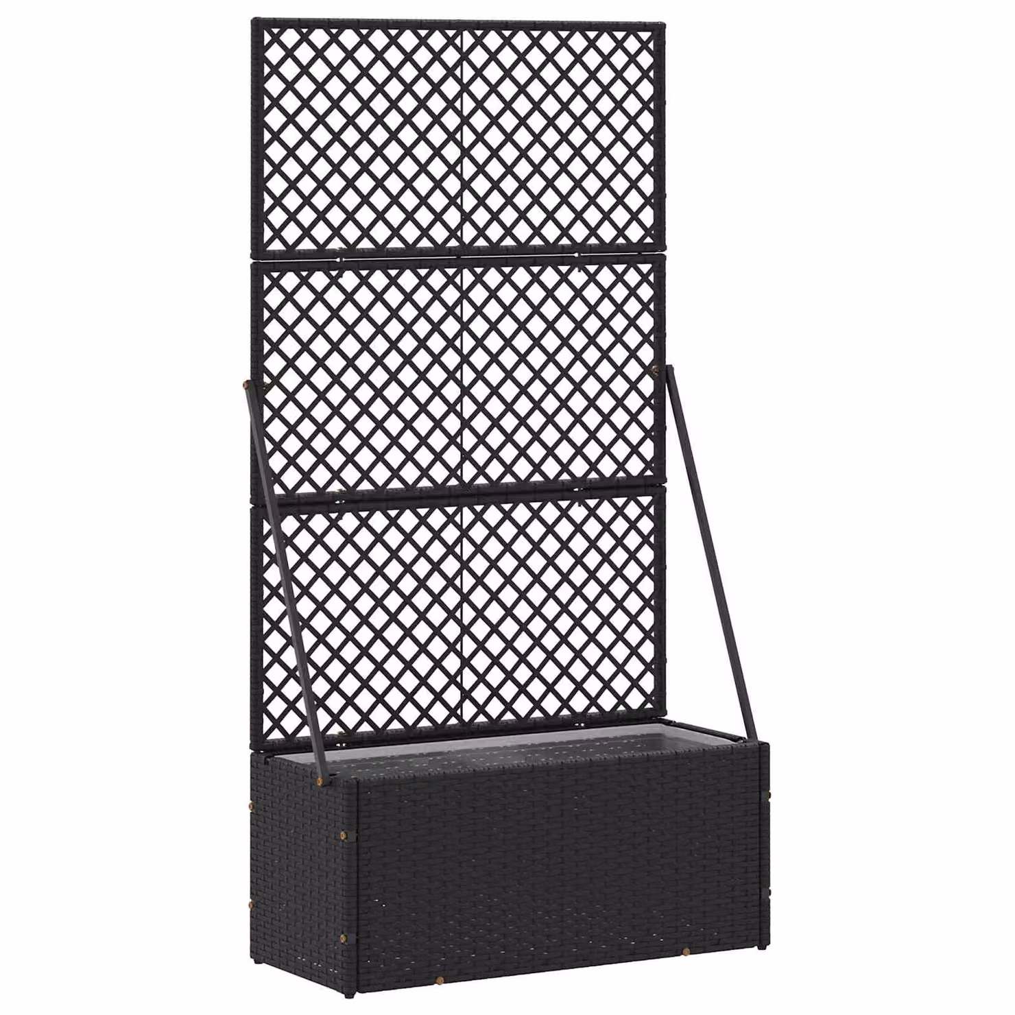 Fioriera a traliccio da giardino con vaso vidaXL in metallo Nero L: 70 cm, P: 30 cm, H: 135 cm