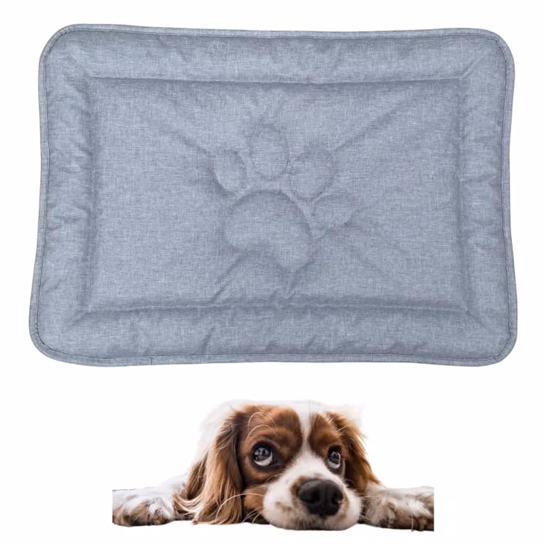 Tappeto per cani DOTTY con motivo a zampa - grigio chiaro - misura S (60×45 cm) - cuccia antiscivolo e impermeabile - cuccia lavabile per cani di piccola taglia