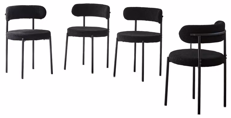 Sedie da pranzo - Sedie - Sedie a conchiglia - Sedie da bistrot - Sedie da cucina - Rivestimento - Struttura in metallo nero