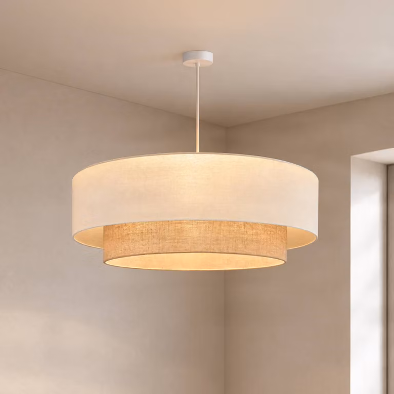 Lampada a sospensione Boho Duolla, Crema / Ambra, Camera da letto, Tessuto / Stoffa / Seta, Lampada a sospensione