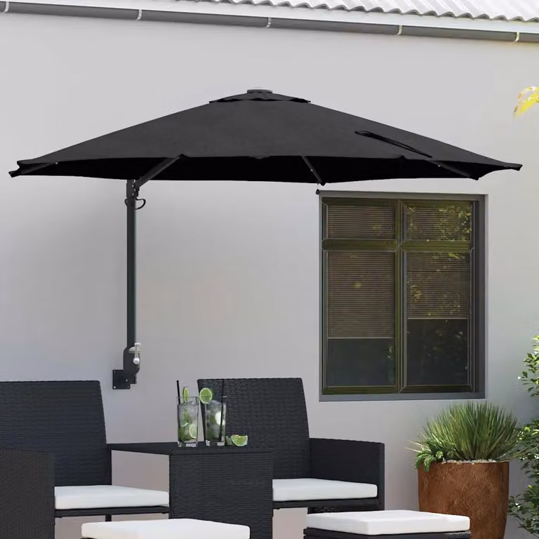 Ombrello da giardino cantilever vidaXL nero in poliestere e acciaio L: 248 cm, P: 248 cm, H: 148 cm