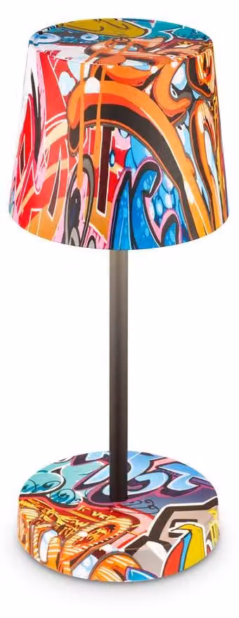 Briloner Boja LED lampada da tavolo a batteria IP44, dimmerabile, touch, motivo graffiti