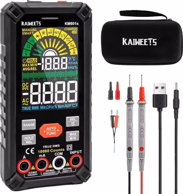 Multimetro, Misura automatica, Grande display a colori, KM601S