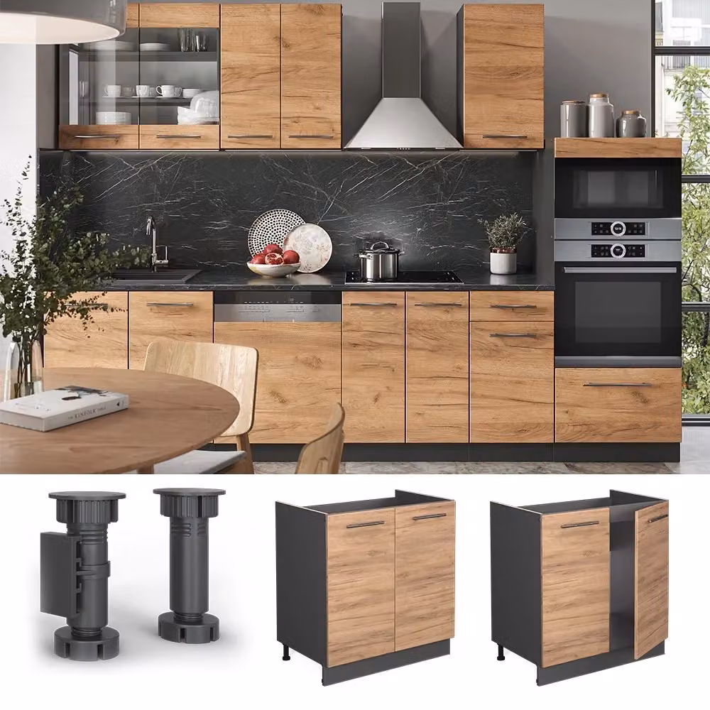 Mobile lavello cucina Fame-Line Vicco in rovere e antracite L: 80 cm senza piano di lavoro – 2