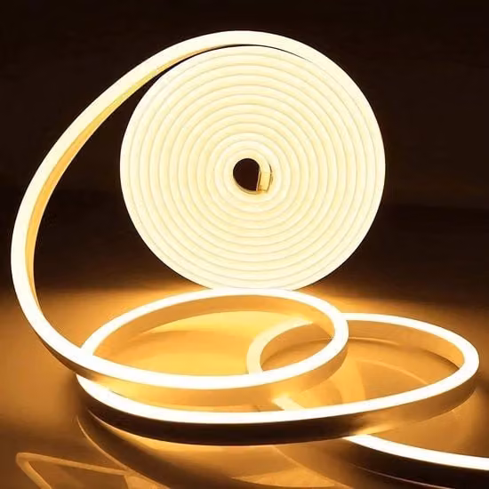 Striscia LED Neon Flex Bianco Caldo 3000K IP65 in Silicone, 12V, Flessibile e Tagliabile per Decorazioni Interne ed Esterne